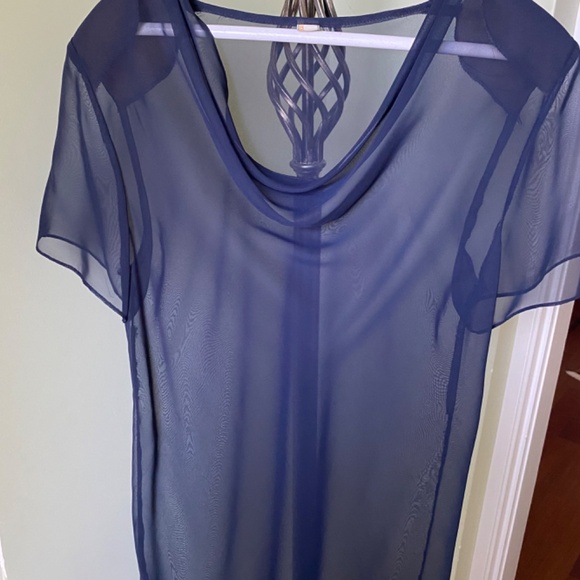 Casual dress in cream with a cover in blue. EU size 42 - Picture 5 of 9